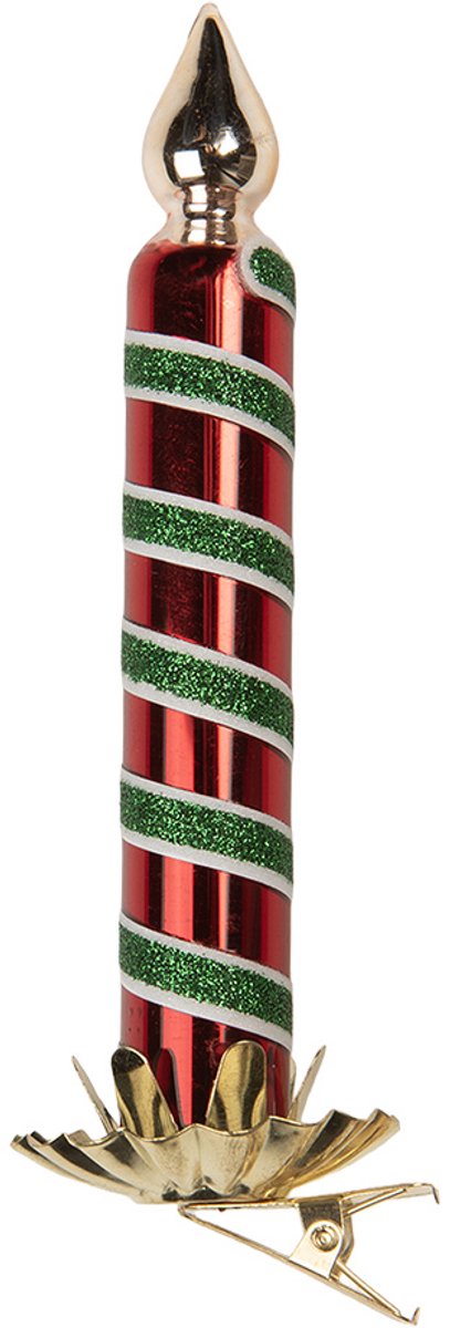 Clayre & Eef Kersthanger Ø 4x14 cm Rood Glas