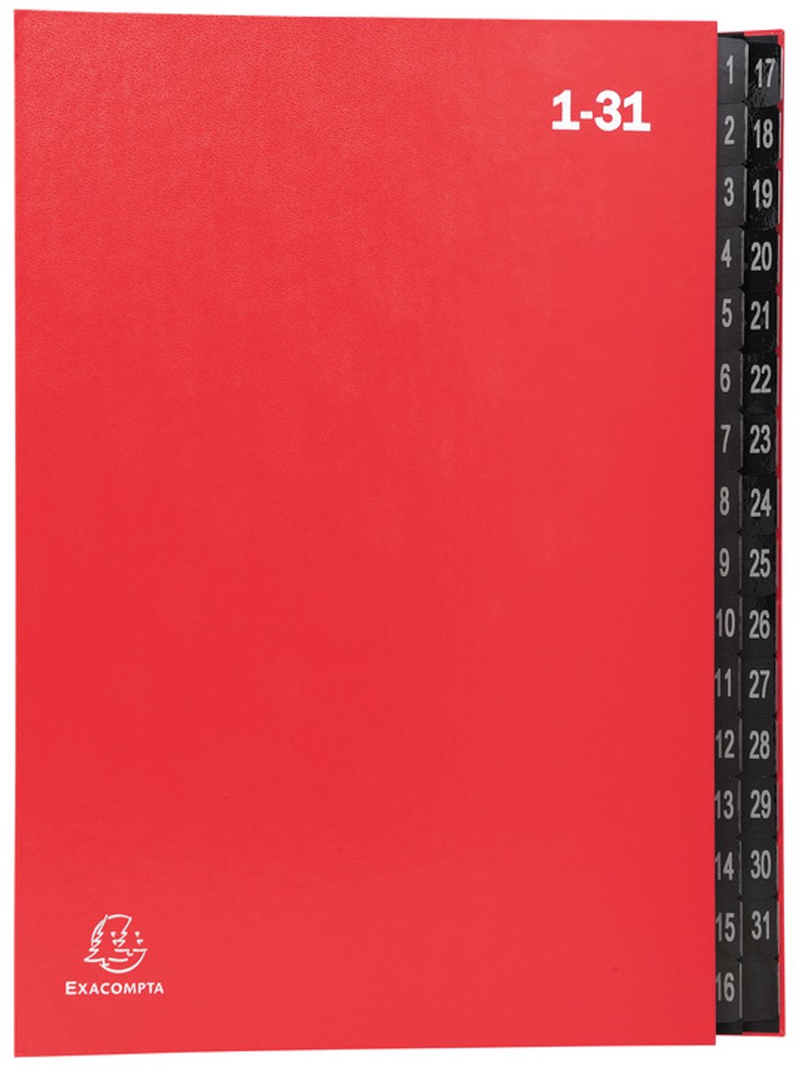 Exacompta Sorteermap Ordonator® - 32 indelingen - genummerde tabs van 1 - 31 - Rood - 57035E