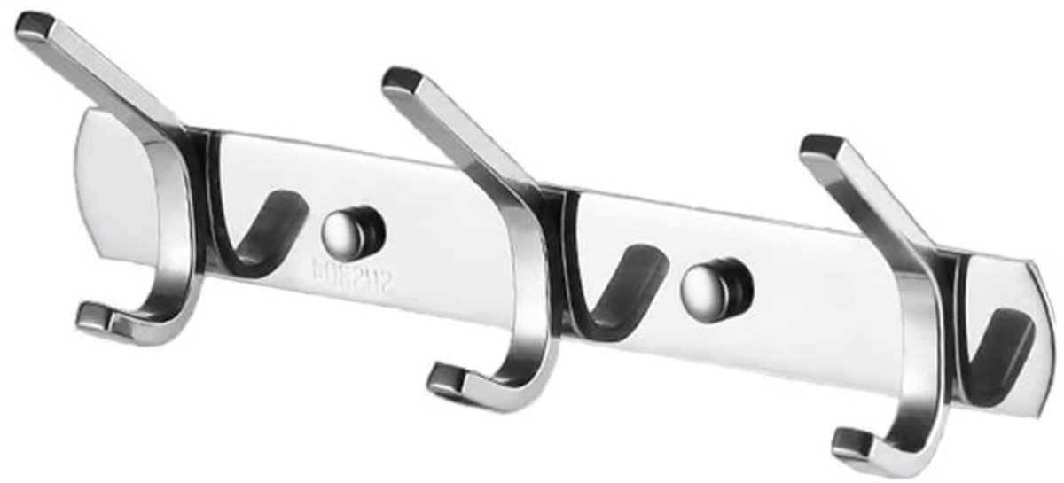 EXCITAT Ophang haken - Kapstokhaak - Garderobehaak - Wandmontage - Garderobekastbeugel - Voor badkamer, keuken, garderobe, deur - 3 haken - Roestvrij staal