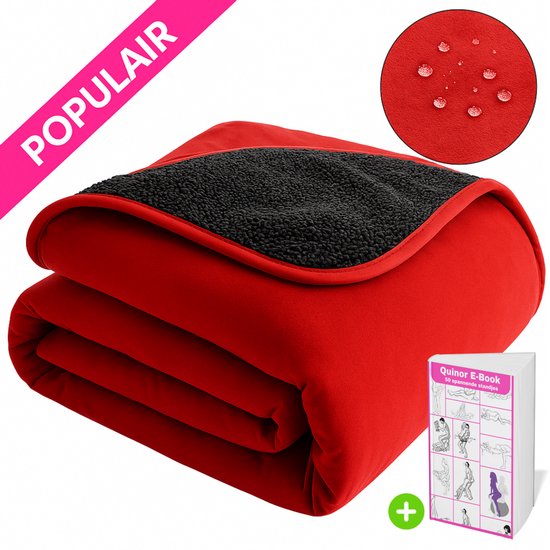 QUINOR® Love blanket Rood XL - 150x200 CM - 100% waterdicht Beschermdeken voor Intieme Momenten - Inclusief E-Book - Rood love blanket - Waterdichte Deken - Matras bescherming - seks - date night - romantisch - wasmachine bestendig