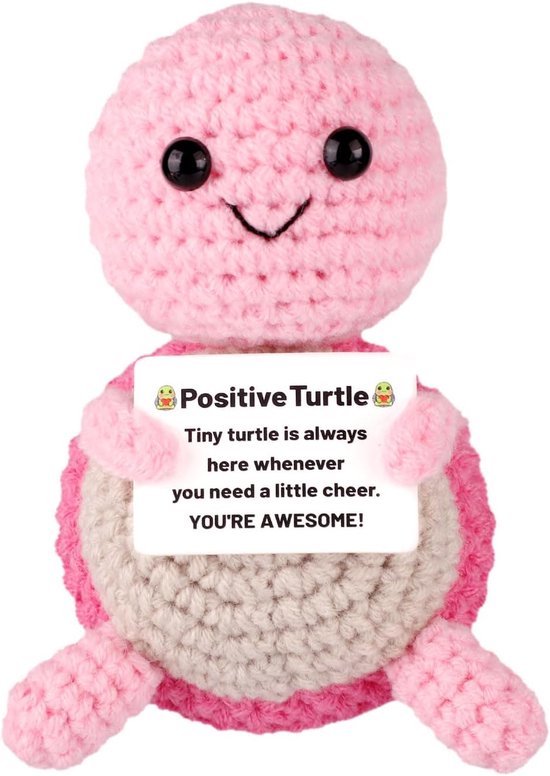 Positieve Girafpop Gehaakt - Inspirerende Gebreide Knuffel Met Aanmoedigingskaart
