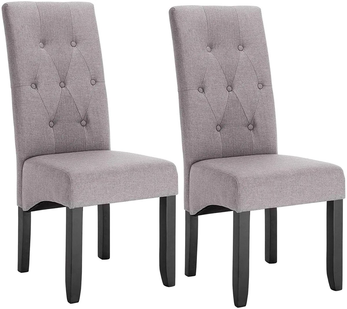 Corenia Eetkamerstoelen – Stoelen – Dining Chairs – Zetels – Zitten – Ergonomische Hoge Rugleuning – Duurzame Rubberhouten Poten - Linnen - Lichtgrijs