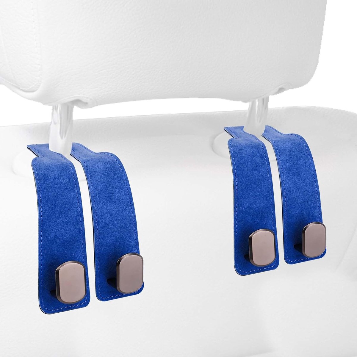 Image of 2Pcs Hoofdsteun Haken - Wallet Haken voor Auto Hoofdsteun - Auto Zitplaats Organizer Haken voor Portemonnees en Paraplu's (Blauw)