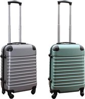 Travelerz kofferset 2 delig ABS handbagage koffers - met cijferslot - 39 liter - zilver - groen