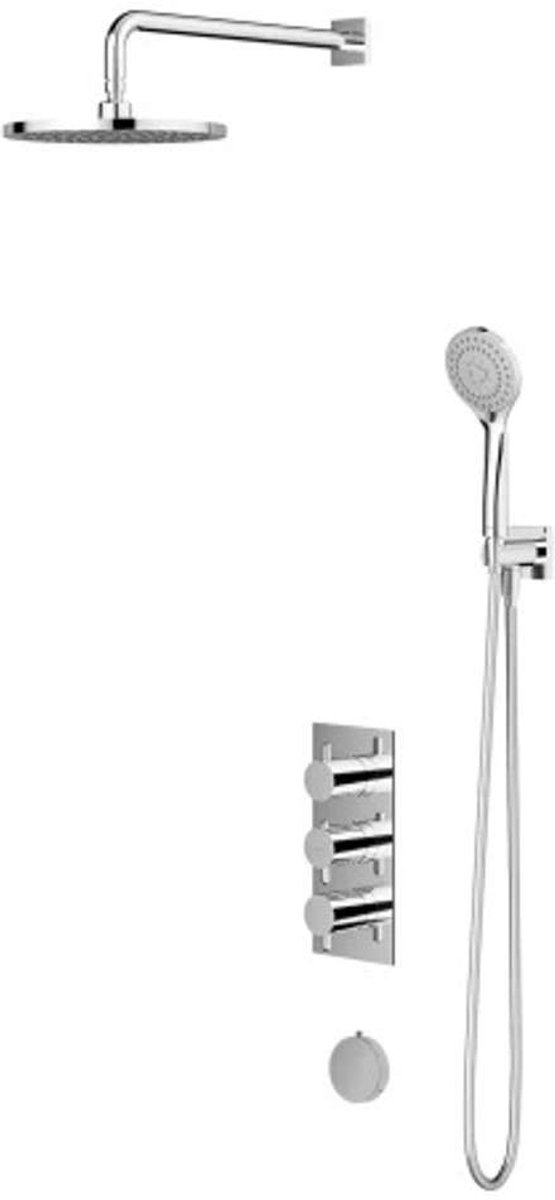 OMNIRES Y - Doucheset met inbouw badthermostaat, met overloop, met inbouwdeel, diameter 25 cm, 5 jets, chroom SYSYS01XCR