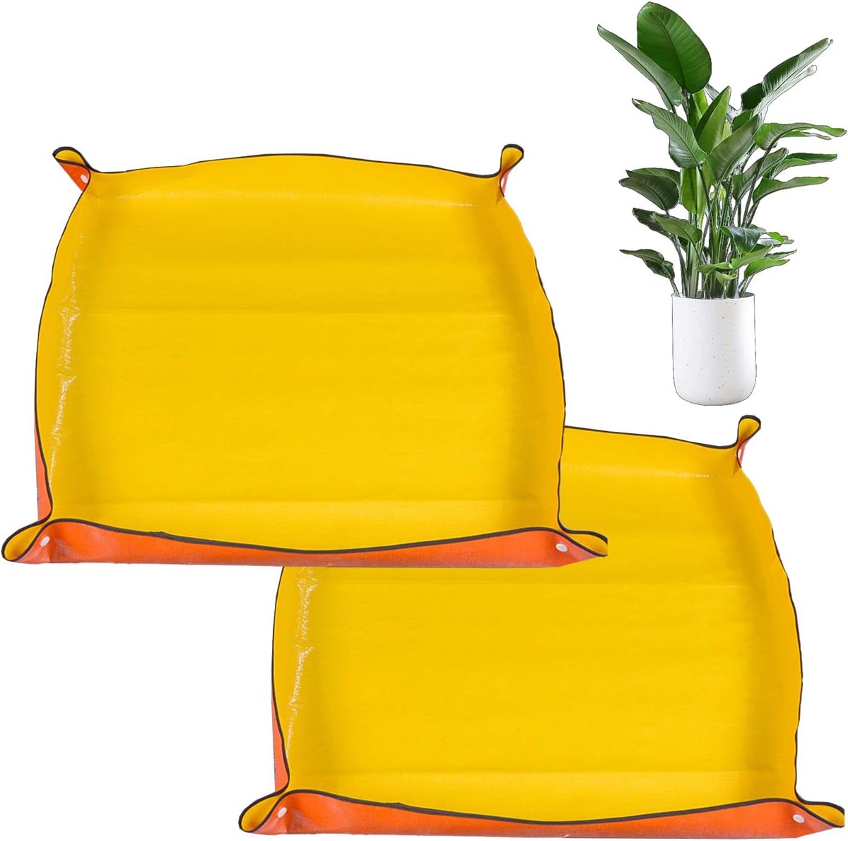 2 stuks Verpotmat - Tuinverpotmat - 66*66cm potgrondwisselmat - opvouwbare waterdichte mat - tuinbenodigdheden - gemakkelijk schoon te maken - geschikt voor bloemenverzorging, zaailingenteelt, verpotmat - geel
