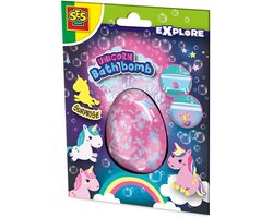 foto van SES Creative - Explore - Unicorn Bad Bruisbal Surprise – Met Eenhoorn Speeltje - Mooie Grote Bruisbal - Cosmetisch getest - Bad Unicorn Speelgoed