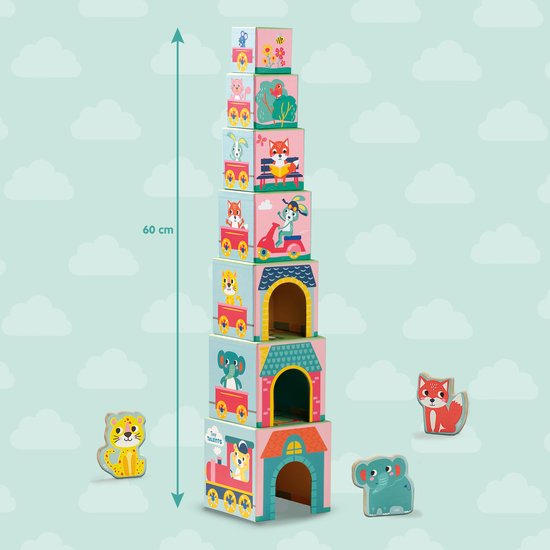 SES Creative – Tiny Talents – Stapelblokken – Sensorisch – Dieren speelgoed – Baby speelgoed – Stimuleert zintuigen – Lichtgewicht - Vanaf 6 maanden — afbeelding 4