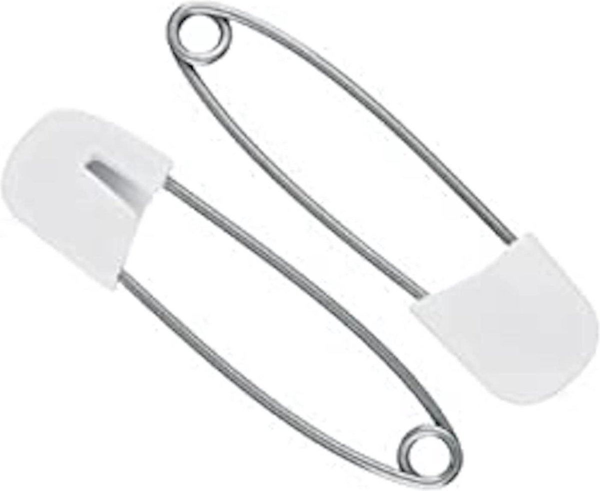 Scoby - Veiligheidsspelden - LuierSpeld - Beschermde Speld - Safety Pin - 5,4CM - Wit - 5 Stuks