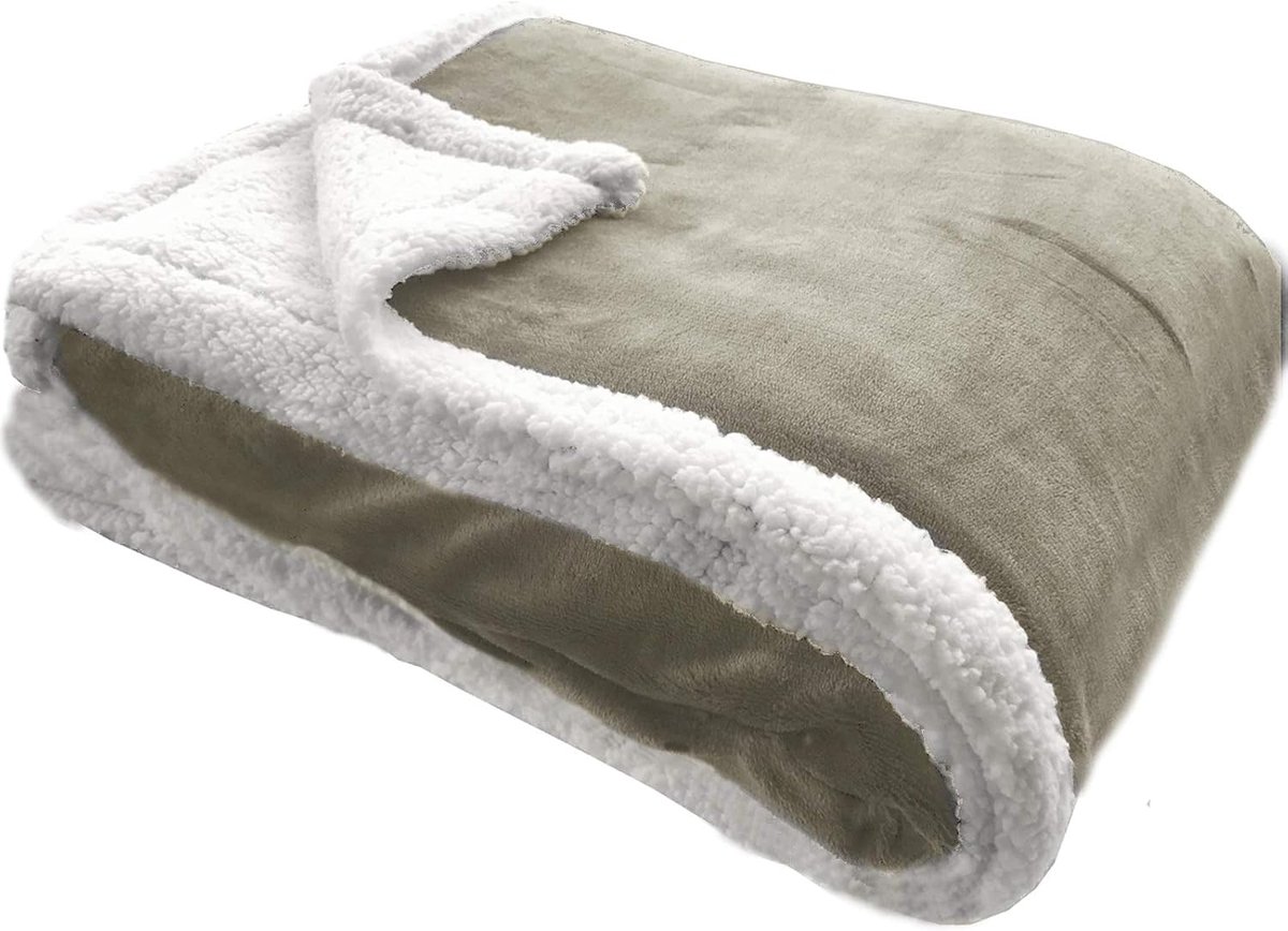 Sorprese Premium Plaid - 150x200 cm - Fleece Deken - Super Zacht, Warm en Donzig - Plaid voor op de Bank, Bed of Woonkamer Decoratie - Taupe - Cadeau