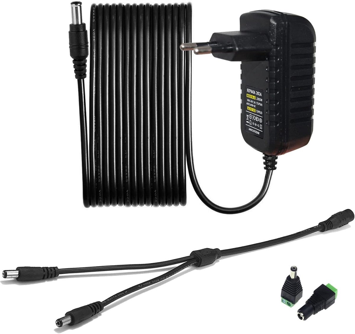 12V 2A Voedingsadapter AC 100-240V naar DC 12V met 3 meter kabel en EU-stekker
