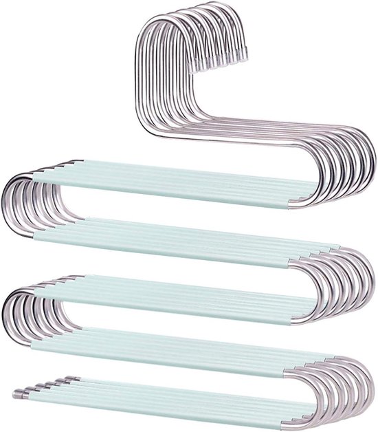 ZriEy 6-traps ruimtebesparende kleerhanger, inklapbaar, antislip met schuimvulling, metalen beugel, kastorganizer en opslag, verpakking van 2 stuks