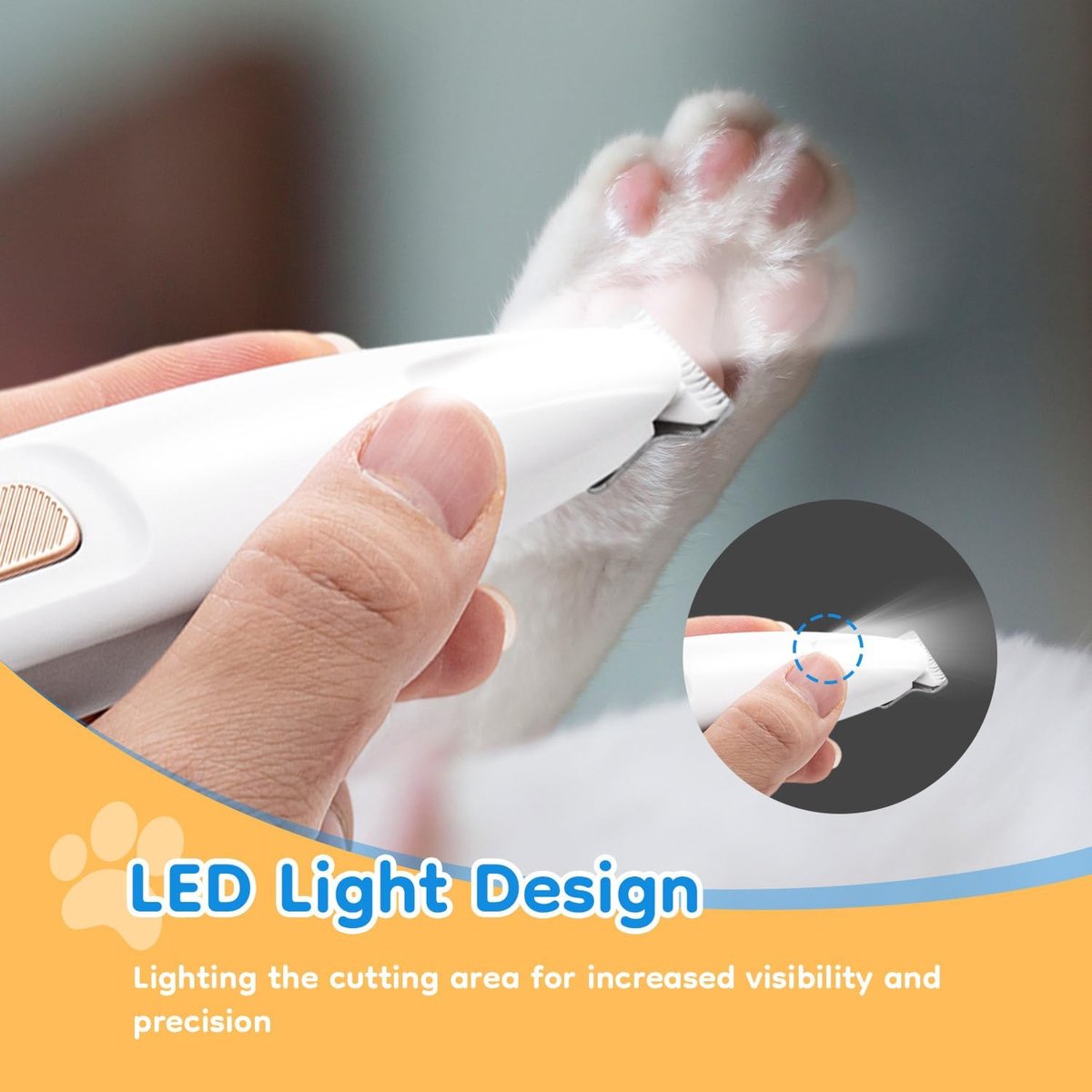 Hondentondeuse - Hondenpoottrimmer met LED-licht - Trimmer - Honden Tondeuse - elektrische hondentrimmer voor poten - Honden Trimset - waterdicht - Poten Trimmer Hond - Hondenverzorging - scheerapparaat voor huisdierenhaar - voor honden en katten — afbeelding 4