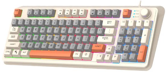 XUNFOX K82 Mixed Ledlight 94KEY gaming toetsenbord - CREME - Windows/Mac game toetsenbord - Mechanical Keyboard - QWERTY - anti-ghosting game toetsenborden - Creme/Grijs/Oranje