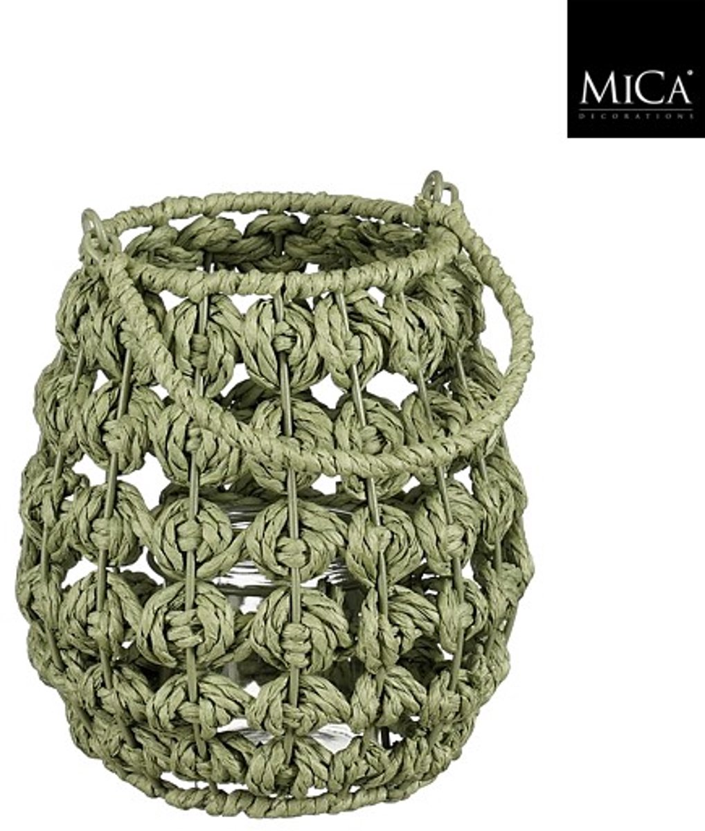 Mica Decorations Yodi lantaarn groen - H18 x Ø18 cm
