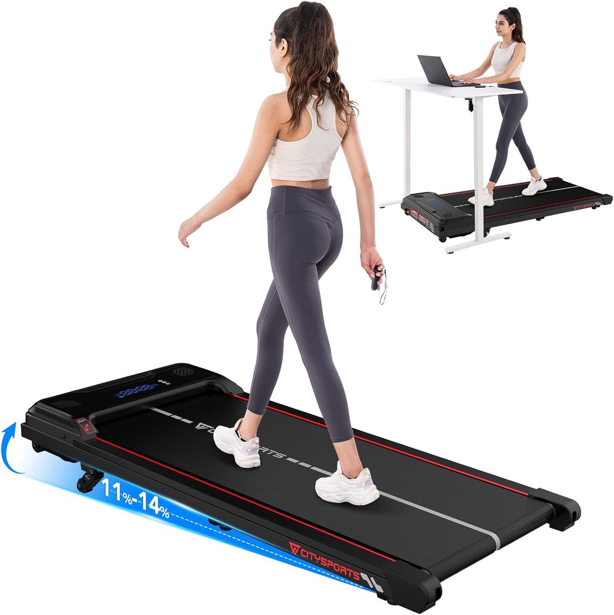 CITYSPORTS WP6 Loopband - Wandelband - Elektrisch Loopband - Fitness - Walking Pad - 1~6km/h - 120KG - Incl. Afstandsbediening