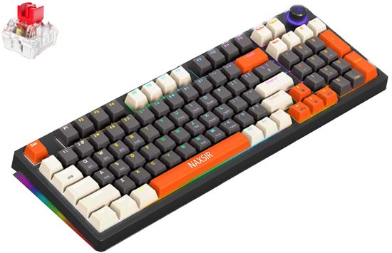 NAXSIR 3-Modus Mechanische Toetsenbord | Aanpasbare RGB-verlichting + Hyper-Snelle Drie-Modus Connectie (Bluetooth 5.0/2.4GHz/USB) | Voor Win/Mac