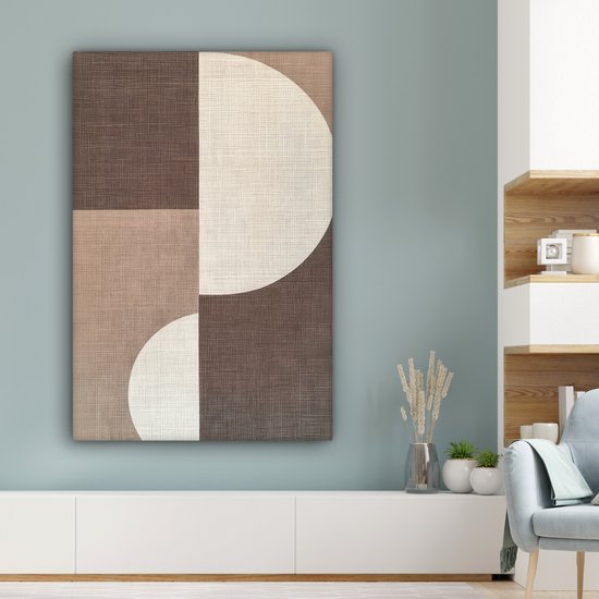 Tableau sur toile 80x120 cm - Décoration murale exclusive Grille - Demi-cercles - Contraste - Décoration murale salon - Décoration chambre - Accessoires chambre - Peintures sur toile