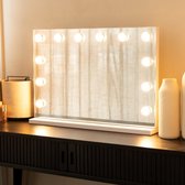 SensaHome Vanity Mirror Pro - Miroir de maquillage Hollywood avec Siècle des Lumières - Miroir avec Lampes - Intensité variable et réglable avec 3 modes d'éclairage et 12 Lampes - 60x40 cm - Wit
