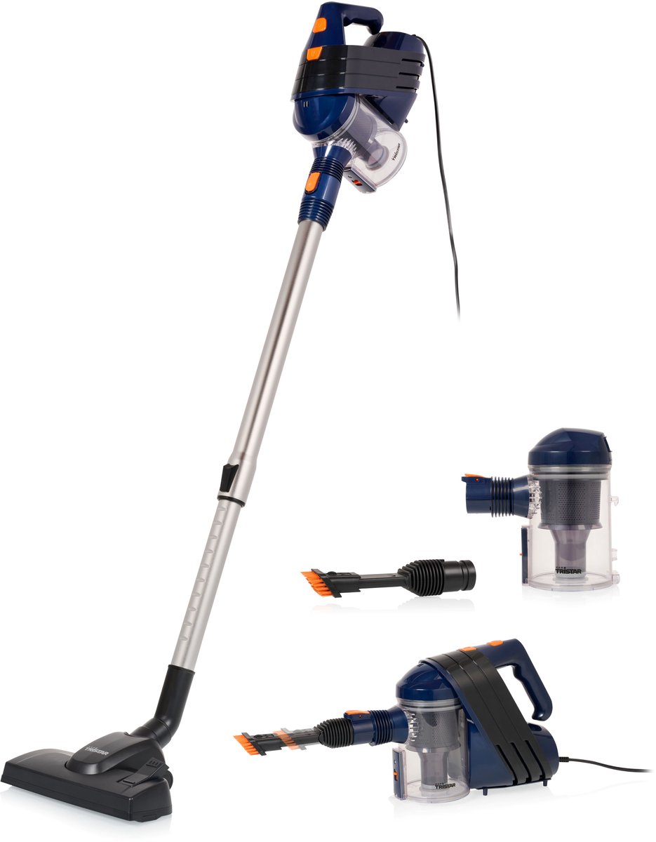 Steelstofzuiger Tristar SZ-2318 - 2-in-1 steelstofzuiger en kruimeldief - Stofzuiger & handstofzuiger - Inclusief opzetstukken - 600 watt - Blauw