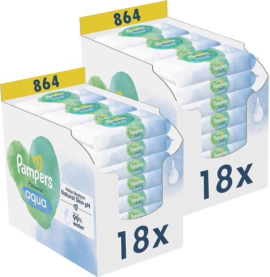 Pampers - Harmonie Aqua - Lingettes - 1728 lingettes - 36 x 48