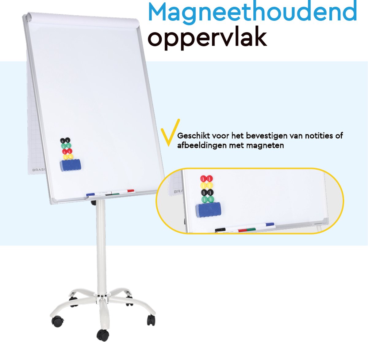 BRASQ Flipover Verrijdbaar - Verstelbaar Whiteboard - Wit thumbnail 3