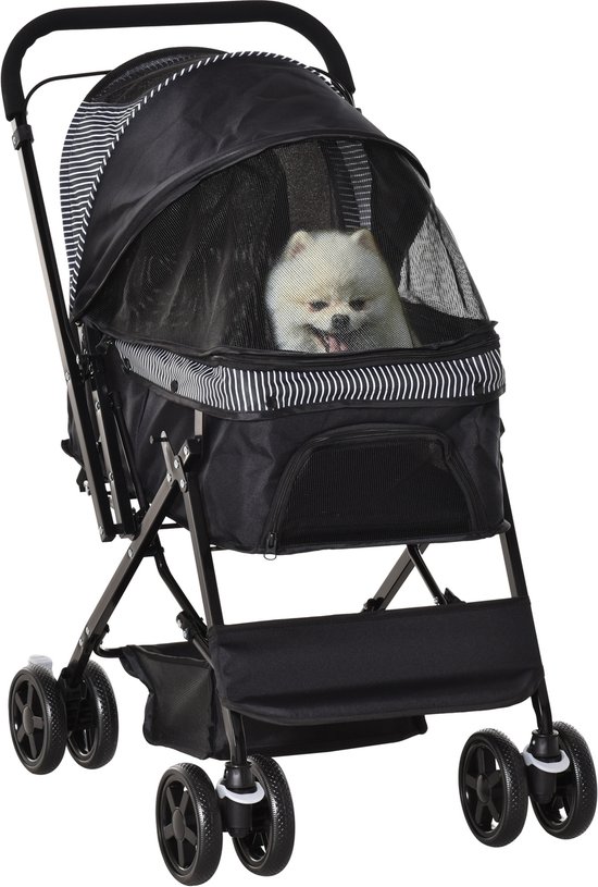 Foto: Pawhut hundebuggy hundewagen buggy f r kleine hunde und katzen haustierwagen pet stroller katzenbuggy oxford schwarz 76 5 x 52 x 95 cm