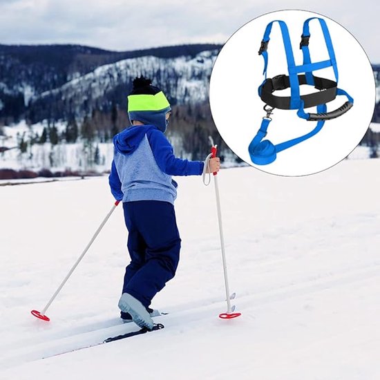 2-stuks Skituigje kinderen - Snowboard Beginners - Kindertuigje - Skigordel met handgreep aan de achterkant - Met verstelbare riemen - Skiriem - Skitrainingsgordel - Skiveiligheidsgordel - Voor skiën, schaatsen, training - Blauw van Veepax — afbeelding 3
