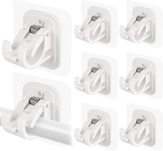 WEKIWGOT Gordijnstanghouder zonder boren, transparante kleefhaken, zelfklevend met schroeven, stanghouder voor badkamer, keuken, woonkamer, slaapkamer (transparant, 4 stuks