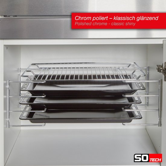 SOTECH Bakplaathouder voor 4 bakplaten (364 x 140 x 182 mm, gepolijst chroom, voor 600 mm kastbreedte) Bakplaathouder - Eenvoudig organiseren — afbeelding 5