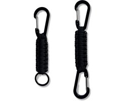 Paracord Sleutelhanger Lanyard Met Karabijnhaak - Outdoor Survival Armband Voor Fietsen - Bergbeklimmen - Kamperen - Wandelen (2 Stuks/Zwart)