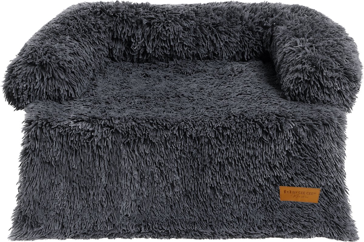By Cee Cee Origineel Hondendeken Bank – Hondenkleed Bank - Fluffy Hondenmand - Premium - Volledig Afritsbaar - Donkergrijs- 120x90 - Maat L - Lio