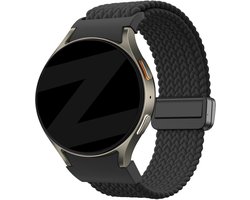 Bandz Gevlochten nylon bandje 'Easy fit' - Geschikt voor Samsung Galaxy Watch 7 (40 & 44mm) / Galaxy Watch 6 Classic (43 & 47mm) / Galaxy Watch 5 (Pro) / Galaxy Watch 4 (Classic) / Galaxy Watch FE (zwart)