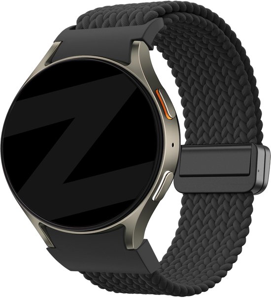 Gevlochten nylon horlogeband zwart, verstelbaar, duurzaam, voor Samsung Galaxy Watch 4-7 en FE series