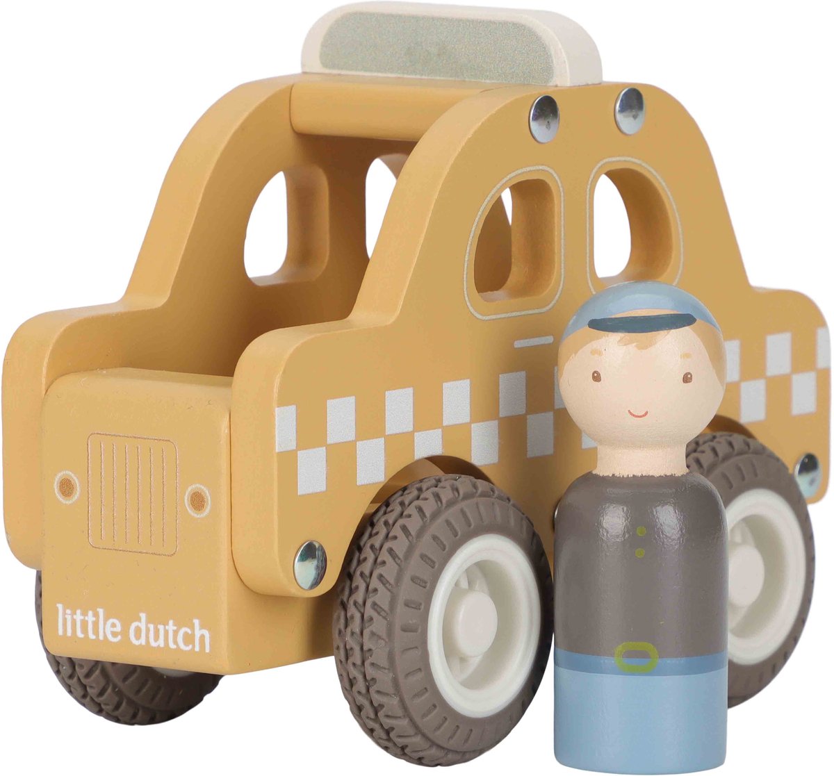 Little Dutch houten taxi speelgoed auto voor kinderen. — afbeelding 3