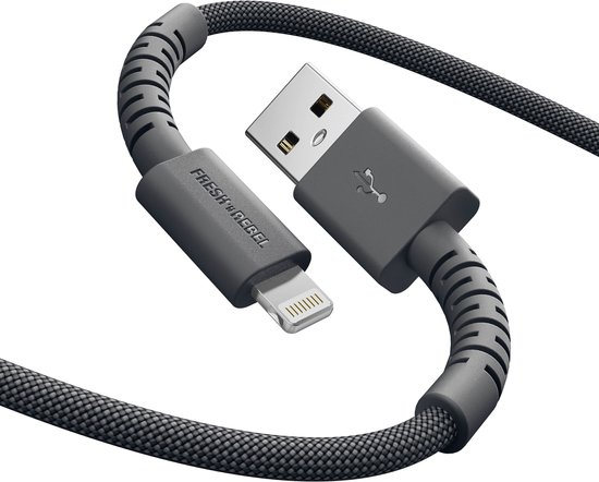 USB-A naar Lightning kabel iPhone iPad 70cm ultraflexibel knoopvrij duurzaam gevlochten nylon siliconen