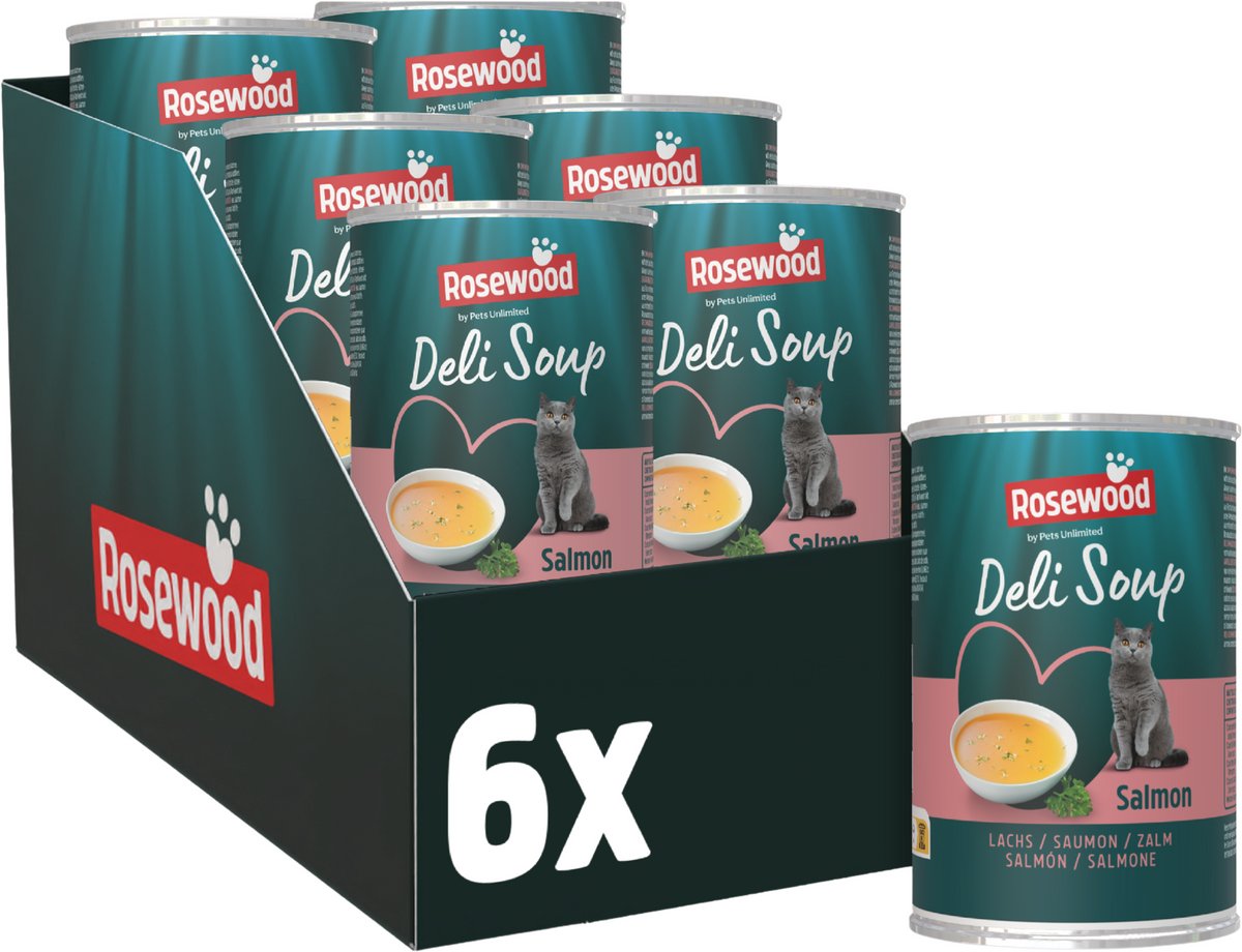 Pets Unlimited Delidrink - Zalm - Bouillon Soep voor Katten - 6 blikjes x 135ml