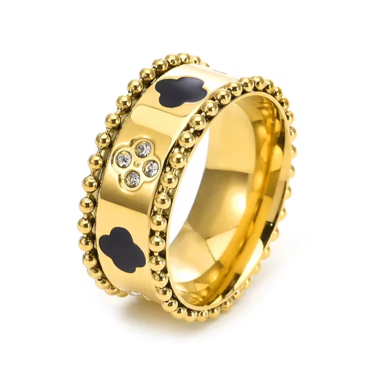 Cliste Couture - Katie Clover Dames Ring met Zirkonia - - Ring - Cadeau voor vrouwen - Goudkleuring - Ringen Dames