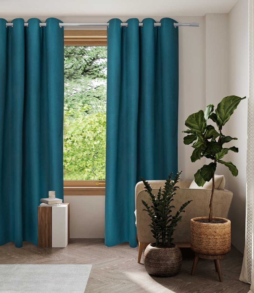Home Style Thermisch Gordijn – Lichtdoorlatend – Met Ringen – 140x250 cm – Petrol