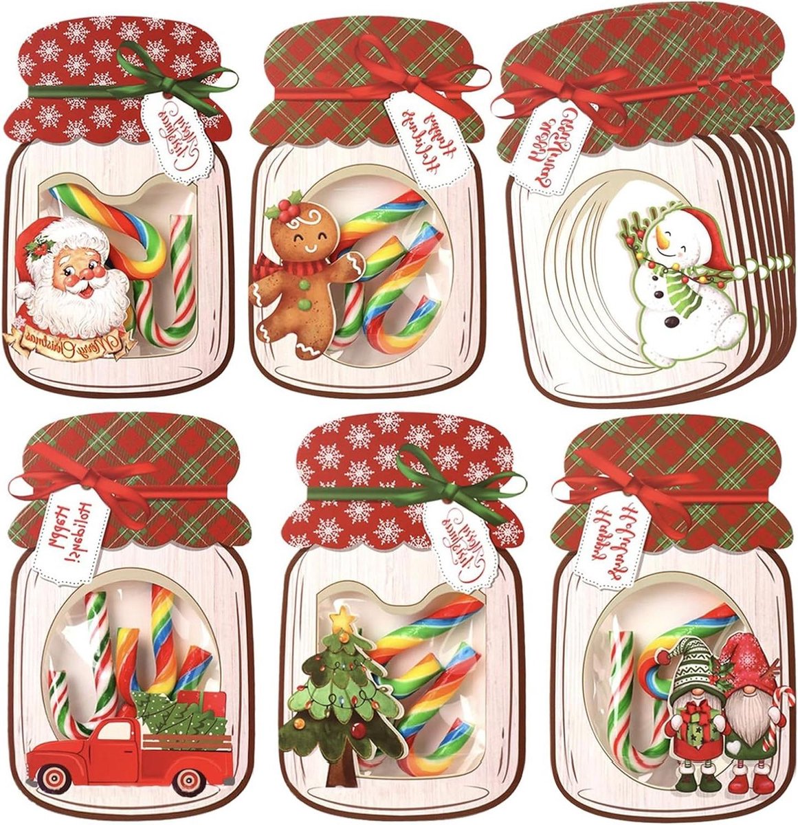 Allecto Premium - Feestelijke Kerst Cadeauzakjes Set - 48 Stuks - Voor Kinderen - Verjaardag en Kerstfeest - Snoepjes en Kaartjes - Feestartikelen
