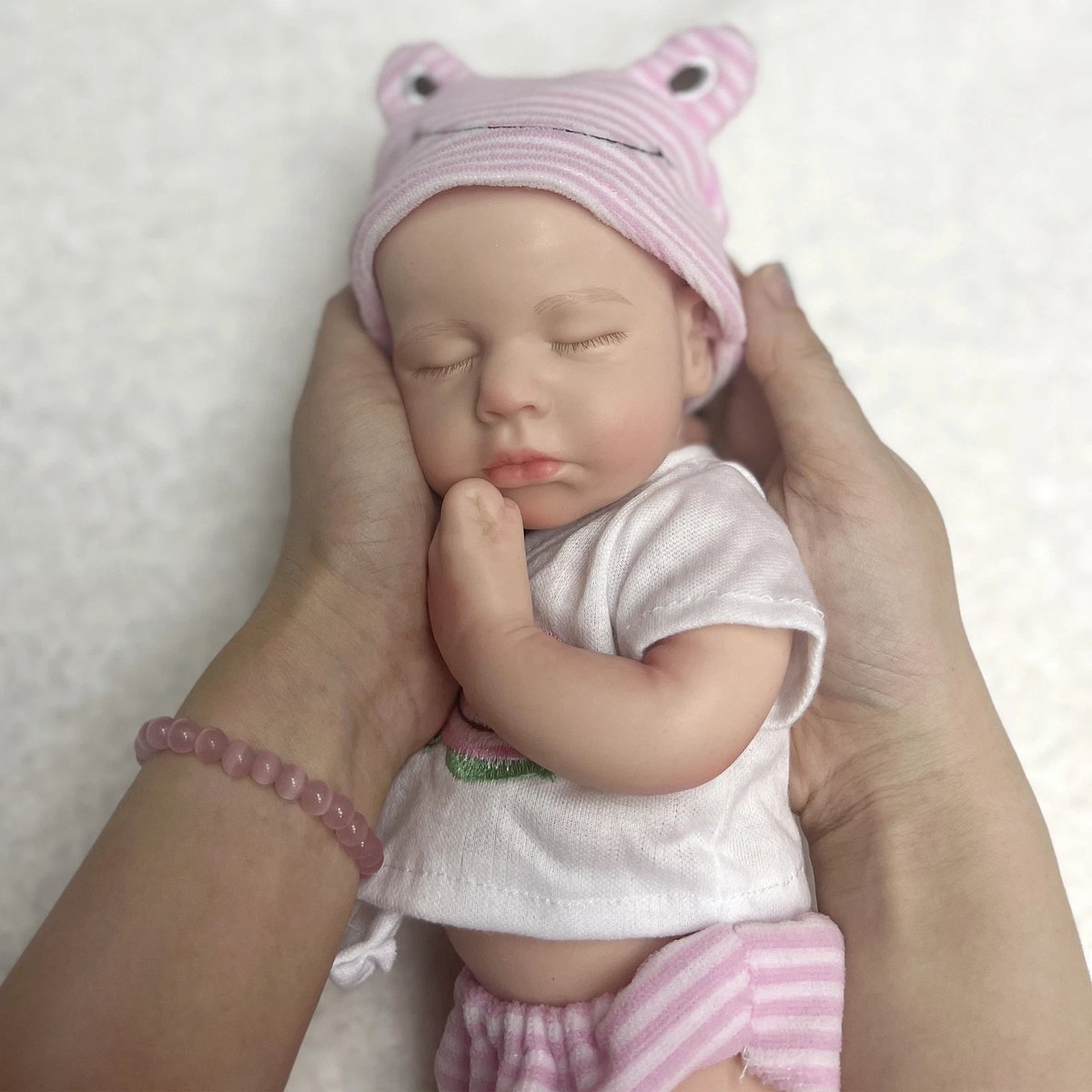 Pop Full Solid Siliconen Reborn Baby Poppen Meisje 12 Inch 33 cm Micro Realistische Babypop Vloeibare Siliconen Full Body Mini Slapen Pasgeboren Poppen Die Echt Kleine Baby's Zien — cadeau in Spellen & Speelgoed - foto 5