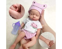 Pop Full Solid Siliconen Reborn Baby Poppen Meisje 12 Inch 33 cm Micro Realistische Babypop Vloeibare Siliconen Full Body Mini Slapen Pasgeboren Poppen Die Echt Kleine Baby's Zien