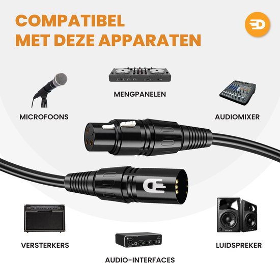 Drivv. Câble XLR Premium - Câble microphone - Mâle vers femelle 3 broches - 1 mètre