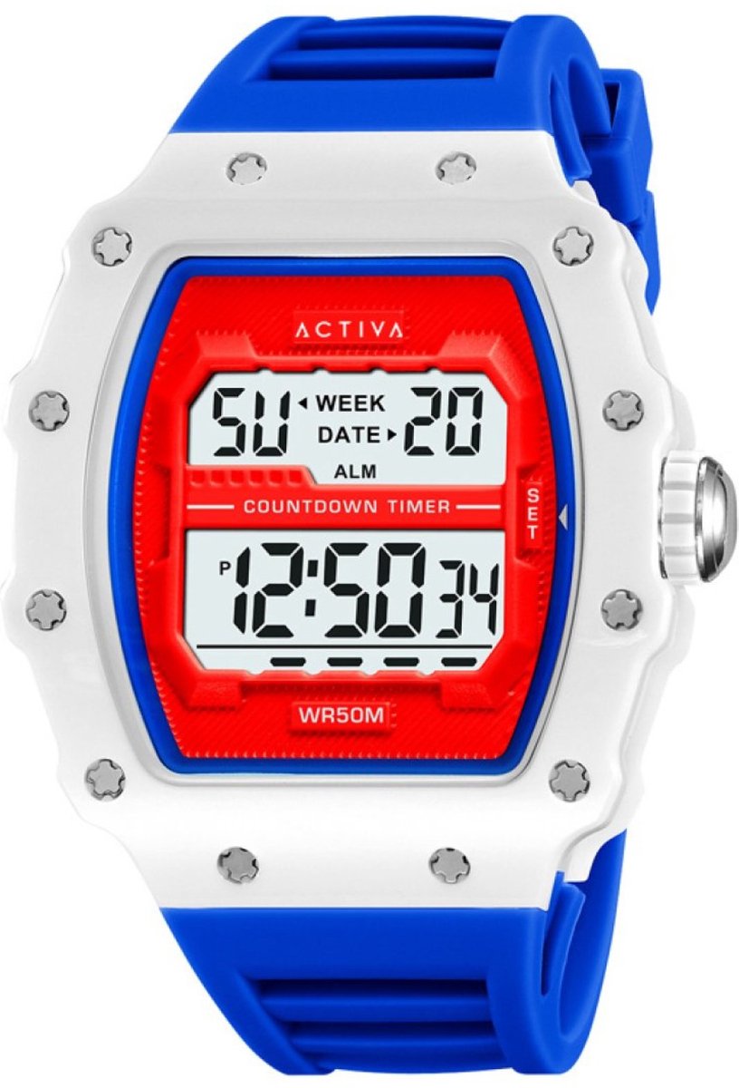 Activa X Invicta DIGITAL ESSENTIALS ACW2296-005 Heren Horloge - Waterdicht - Digitaal - Quartz Uurwerk - Plastic met rode Wijzerplaat - 44mm