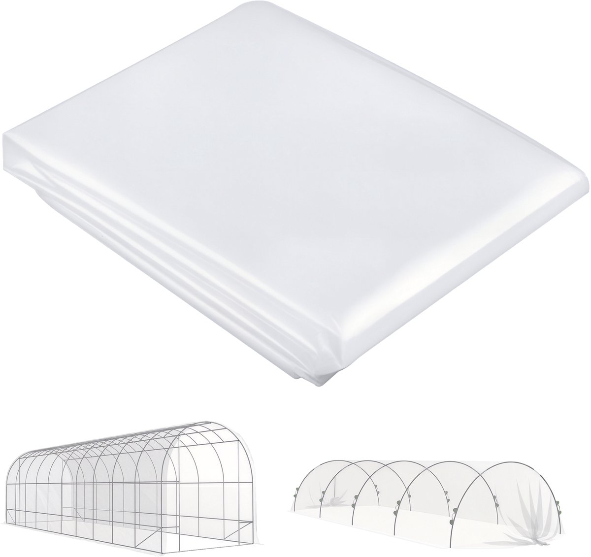 Outsunny kasfolie PE 10 x 8 m transparant - Tunnelkasfolie - Broeikasfolie - Kweekkasfolie - Transparant Transparent