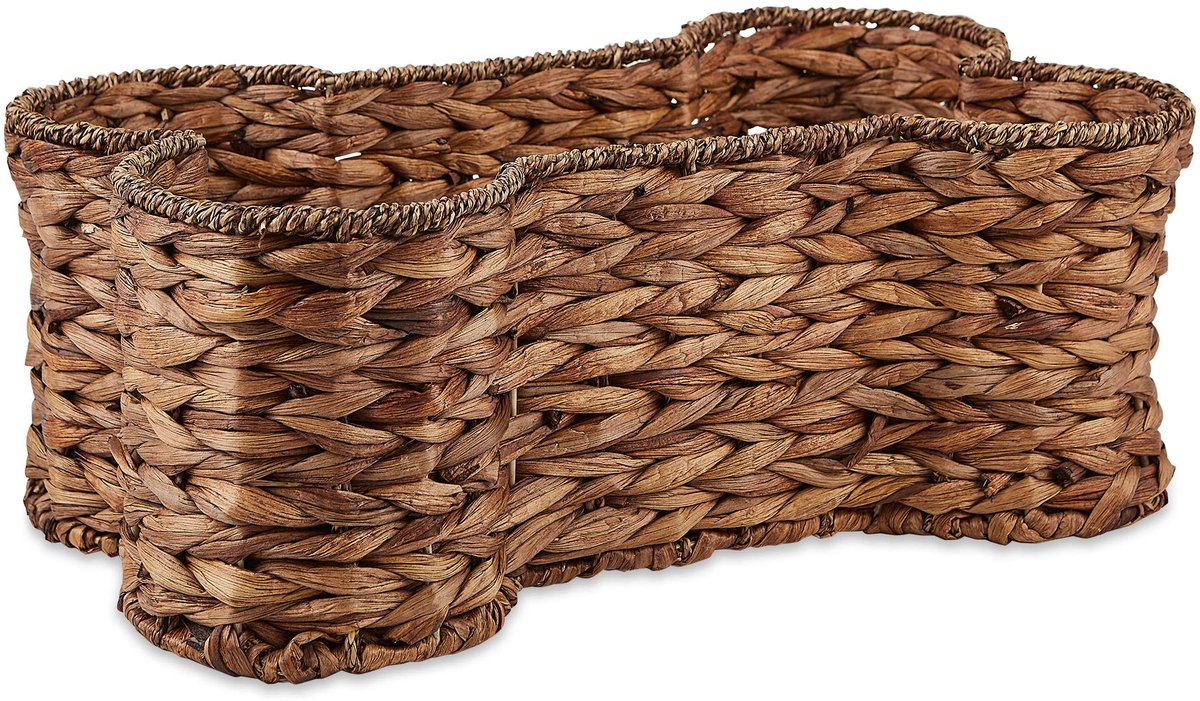Ibenzoa® Hyacint Opbergmand voor Huisdierenspeelgoed in Botvorm, Donkerbruin, Groot Formaat