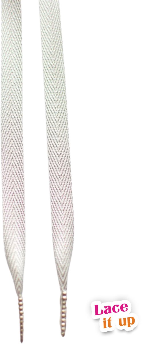 Lace it Up - Handgemaakte schoenveters zilver metallic - 120cm veters plat zilver met zilveren nestels