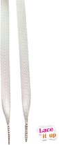 Lace it Up - Handgemaakte schoenveters zilver metallic - 120cm veters plat zilver met zilveren nestels