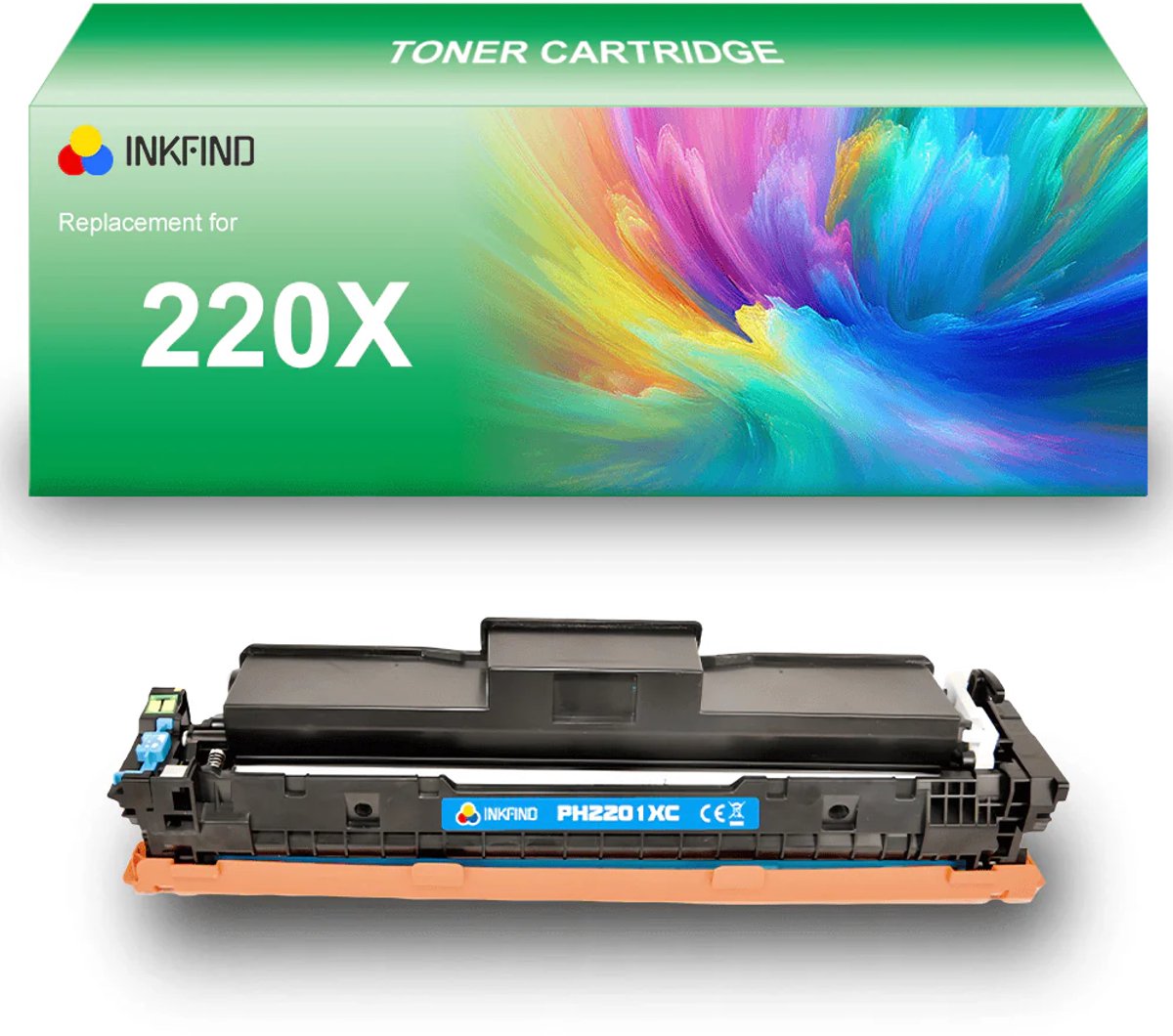 INKFIND 220X (W2201X) Cyaan tonercartridge compatibel met HP 220X (W2201X) Cyaan toner cartridge - 1-pack Cyaan