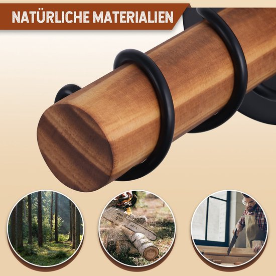 EGLO Wandlamp Libertad, 1-lichts lamp wand binnen voor woonkamer, muurlamp van zwart metaal en natuurlijk hout, wandverlichting met schakelaar, E27 fitting